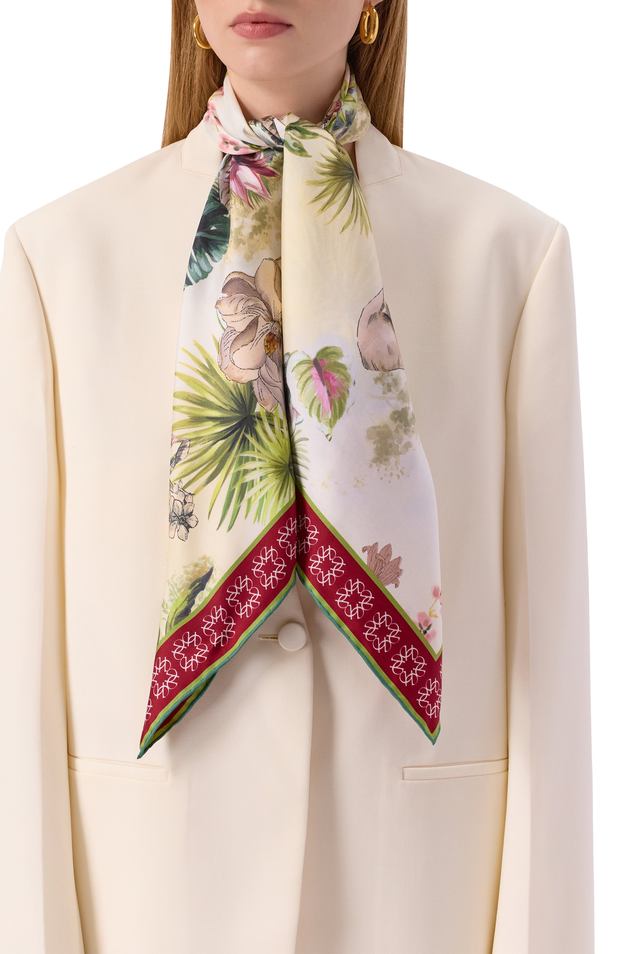 Шелковый платок ELIE SAAB разноцветного цвета по цене 49350 руб., арт. 710008543S25, фото 2 Шелковый платок ELIE SAAB, арт. 710008543S25, фото 2