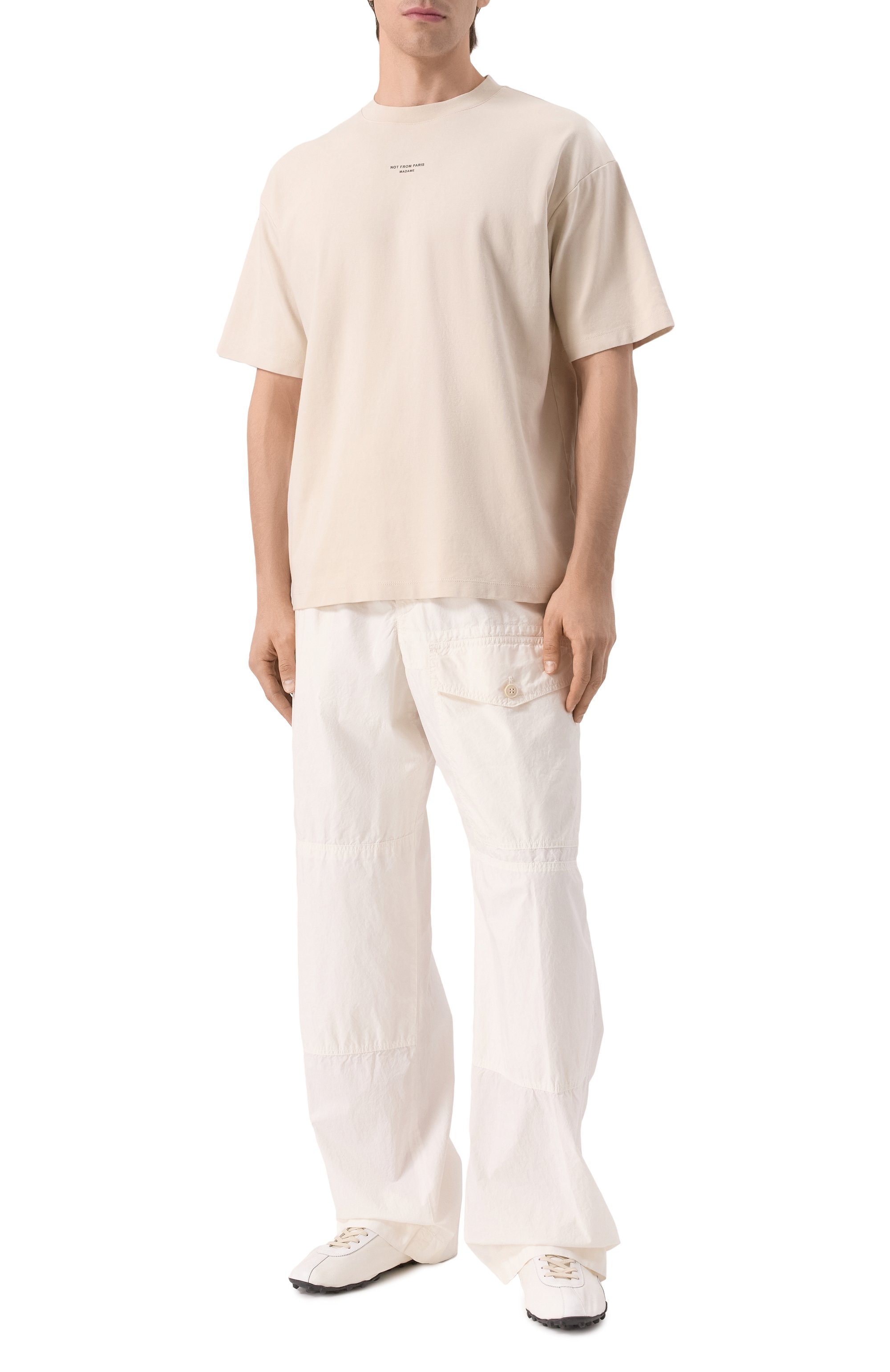 Хлопковая футболка DROLE DE MONSIEUR кремового цвета по цене 15600 руб., арт. PERM-TS202-C0002-MT, фото 2 Хлопковая футболка DROLE DE MONSIEUR, арт. PERM-TS202-C0002-MT, фото 2