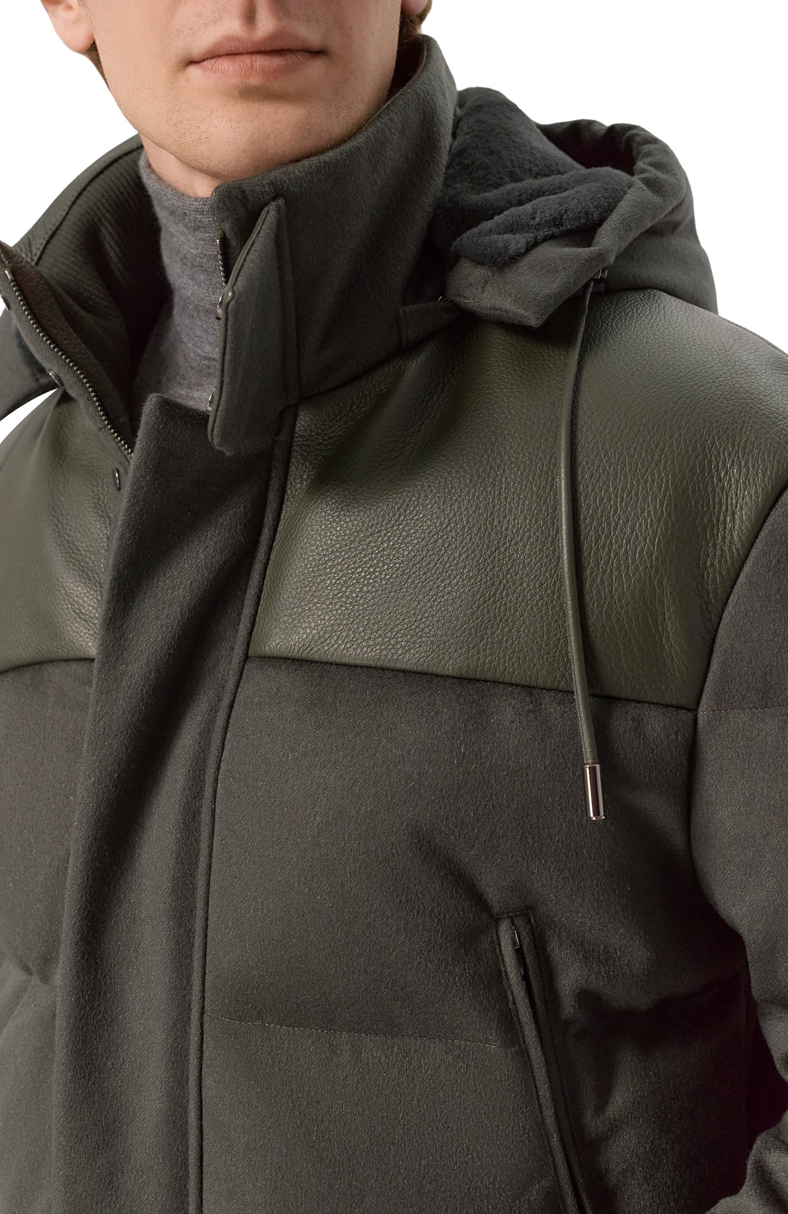 Пуховик с отделкой из норки и кожи оленя MVST, арт. M26.1MM.0M16.1/F184 CASHMERE+CERV0, фото 5