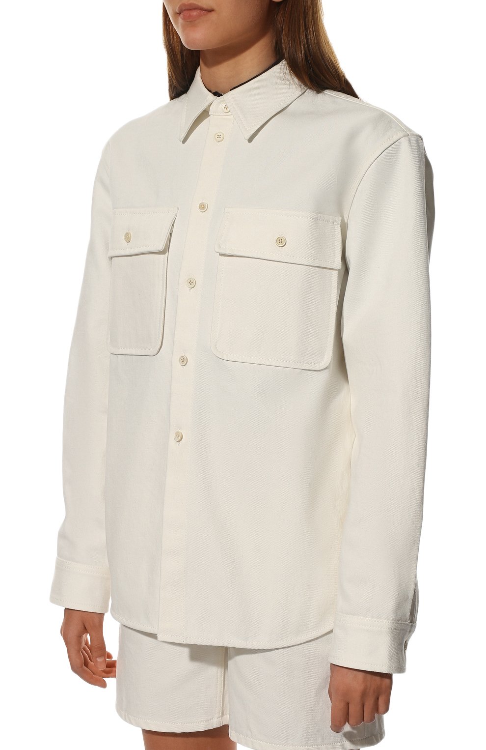 Хлопковая куртка JIL SANDER молочного цвета по цене 84050 руб., арт. JPPU666054-WU246300, фото 3 Хлопковая куртка JIL SANDER, арт. JPPU666054-WU246300, фото 3