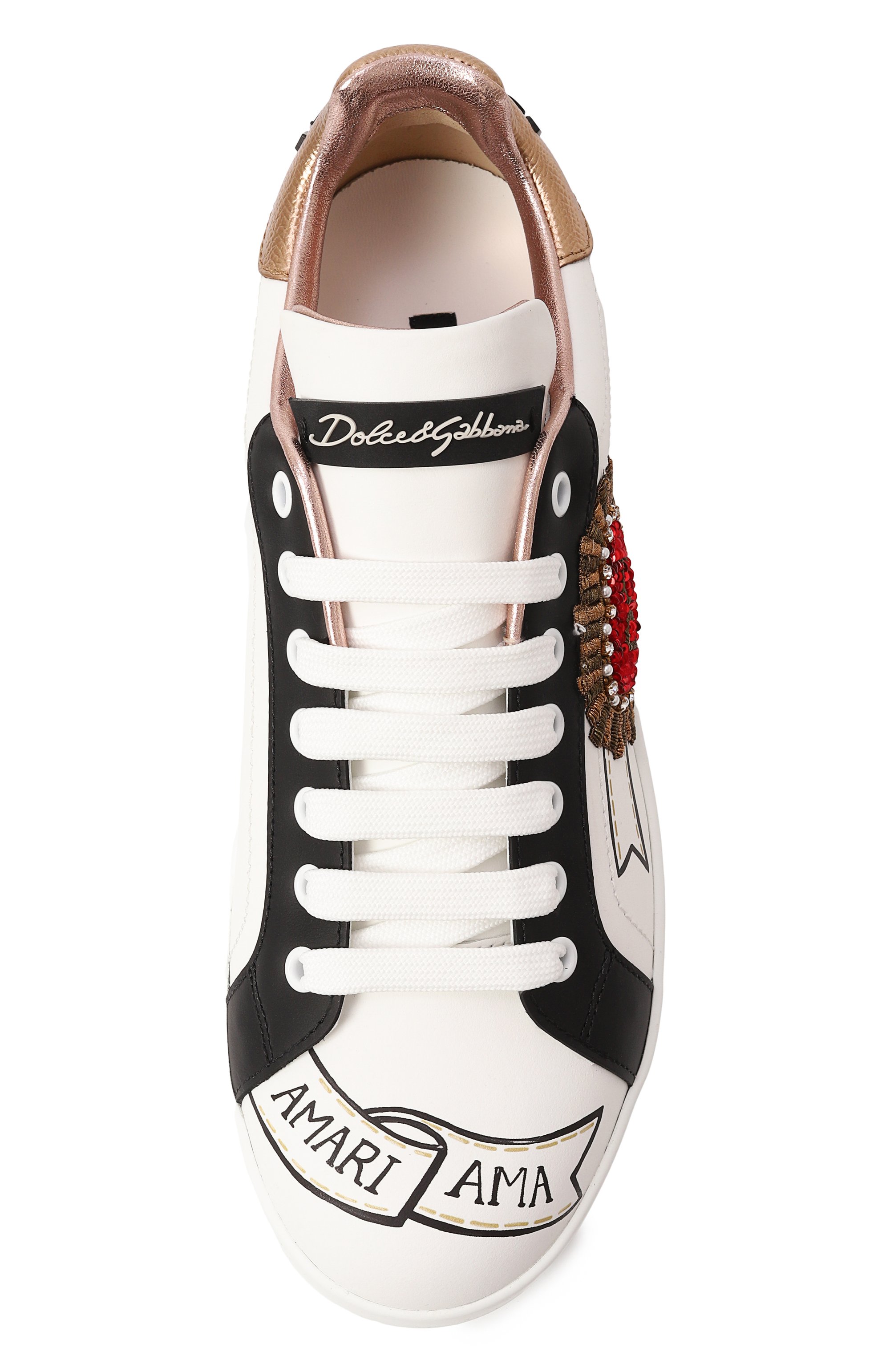 Кожаные кеды portofino с отделкой DOLCE & GABBANA, арт. CK1544/AZ138, фото 6