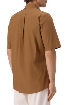 Мужская хлопковая рубашка DOLCE & GABBANA коричневого цвета, арт. G5MV5T/FU5T9 | Фото 4 (Рукава: Короткие; Материал внешний: Хлопок; Драгоценные камни: Проставлено; Длина (для топов): Стандартные; Материал сплава: Проставлено; Стили: Кэжуэл; Случай: Повседневный; Рубашки М: Regular Fit; Воротник: Кент; Принт: Однотонные)
