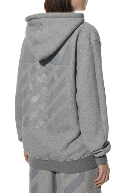 Хлопковое худи OFF-WHITE серого цвета по цене 68700 руб., арт. 0WBB032C99JER002, фото 4 Хлопковое худи OFF-WHITE, арт. 0WBB032C99JER002, фото 4