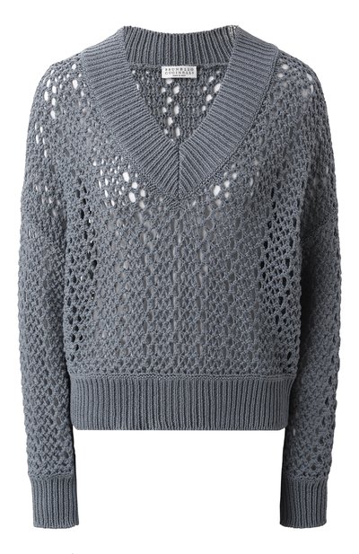 Женский хлопковый пуловер BRUNELLO CUCINELLI, арт. MJ0343602P