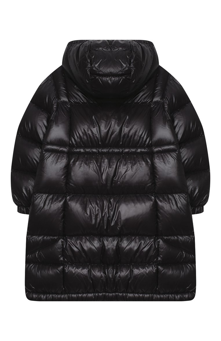 Детская пуховое пальто MONCLER черного цвета, арт. F2-954-1C506-10-539ST/4-6A | Фото 2 (Материал утеплителя: Пух и перо; Материал подклада: Синтетический материал; Материал внешний: Синтетический материал; Рукава: Длинные; Девочки Кросс-КТ: Пуховик-верхняя одежда; Кросс-КТ: Зима; Региональные ограничения белый список (Axapta Mercury): RU; Драгоценные камни: Проставлено; Материал сплава: Проставлено; Ростовка одежда: 5 лет | 110 см)