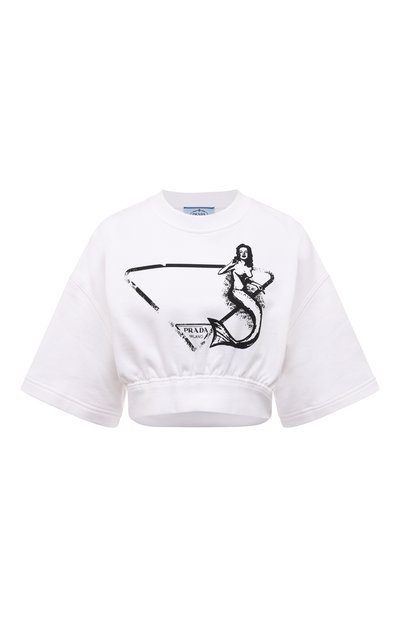 Женская хлопковая футболка PRADA, арт. 135709-10NA-F0009-221
