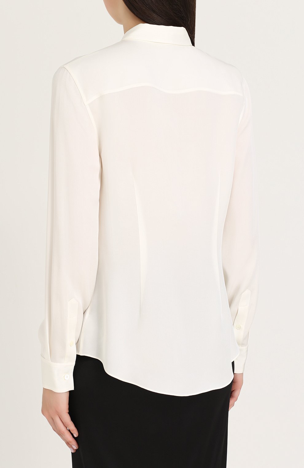 Приталенная шелковая блуза THEORY белого цвета по цене 21400 руб., арт. F0002514, фото 4 Приталенная шелковая блуза THEORY, арт. F0002514, фото 4