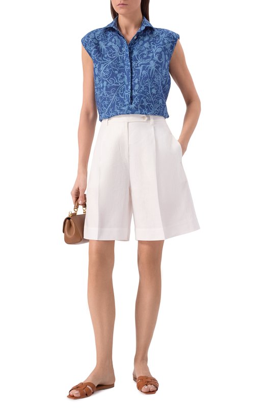 Льняной топ Kiton D48410H09717 Синий  D48410H09717 Фото 2