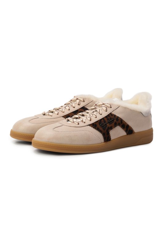 Замшевые кеды Santoni WBPG61430FARPAVA Бежевый WBPG61430FARPAVA