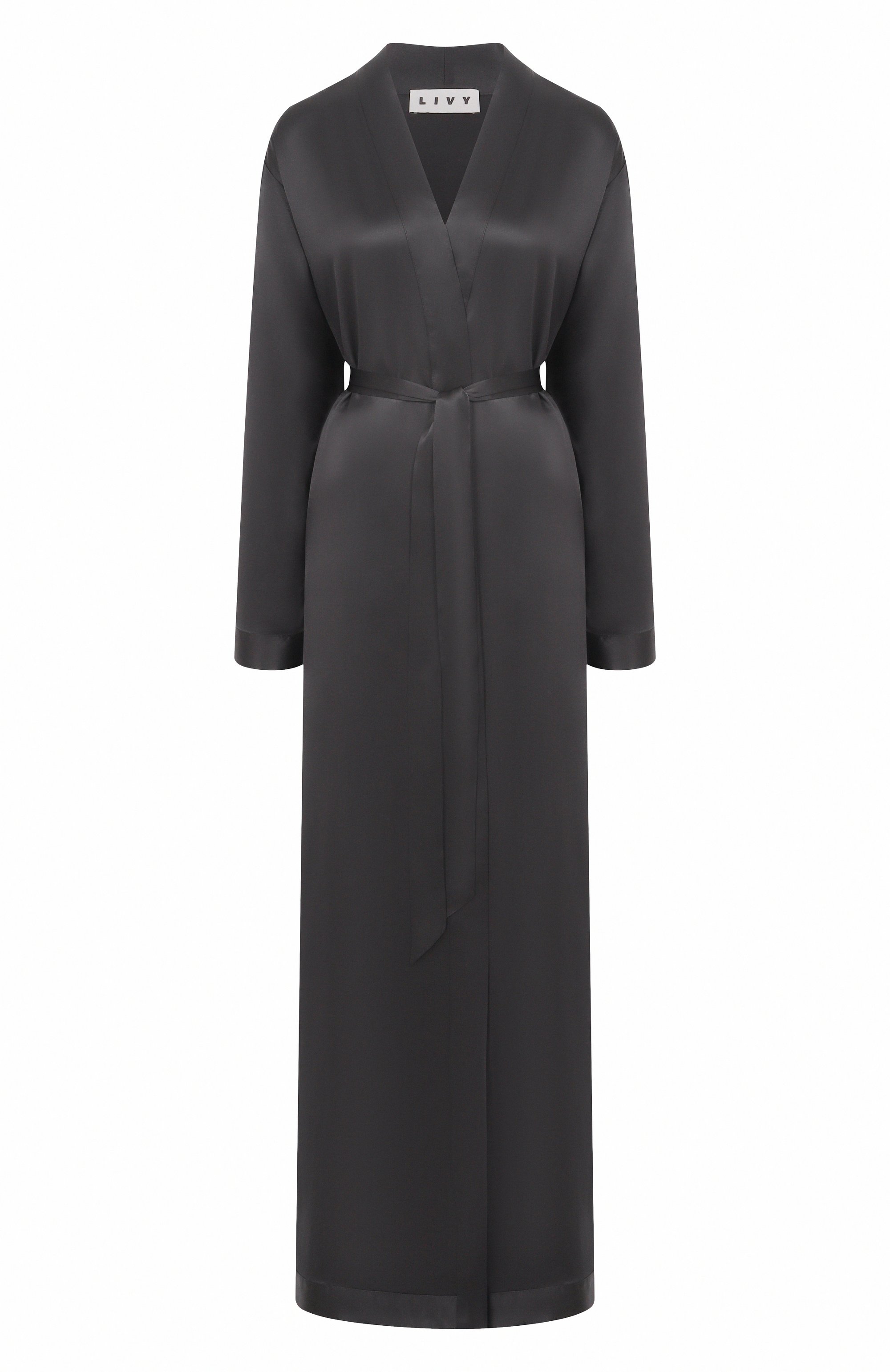 Шелковый халат LIVY черного цвета по цене 95360 руб., арт. 655266105, фото 1 Шелковый халат LIVY, арт. 655266105, фото 1