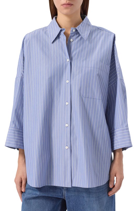 Хлопковая рубашка Weekend Max Mara ZAV0RRA Синий  ZAV0RRA Фото 3