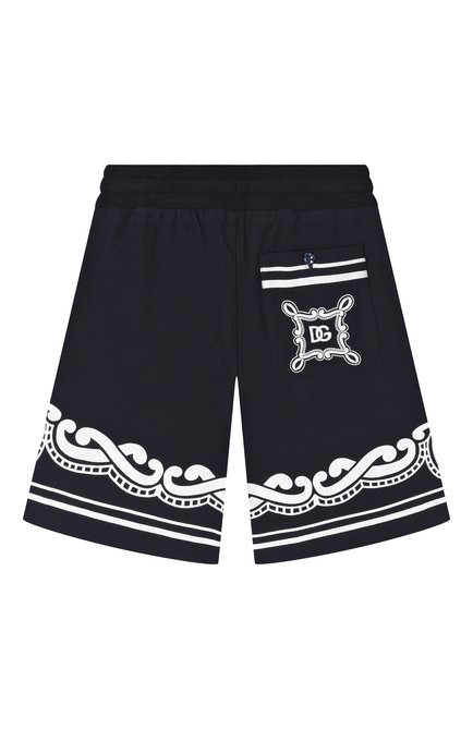 Детские хлопковые шорты DOLCE & GABBANA темно-синего цвета, арт. L4JQU7/G700B/2-6 | Фото 2 (Нос: Не проставлено; Материал сплава: Проставлено)