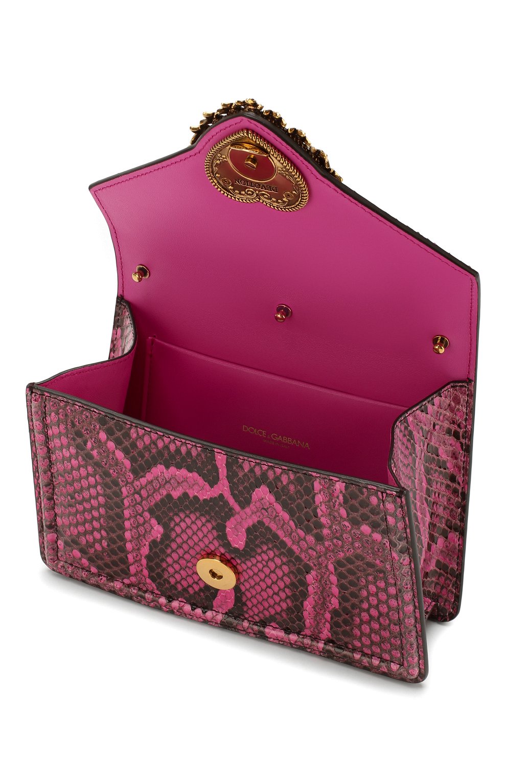 Сумка devotion small из кожи питона DOLCE & GABBANA фуксия цвета по цене 270000 руб., арт. BB6711/A2111/PBIV, фото 4 Сумка devotion small из кожи питона DOLCE & GABBANA, арт. BB6711/A2111/PBIV, фото 4