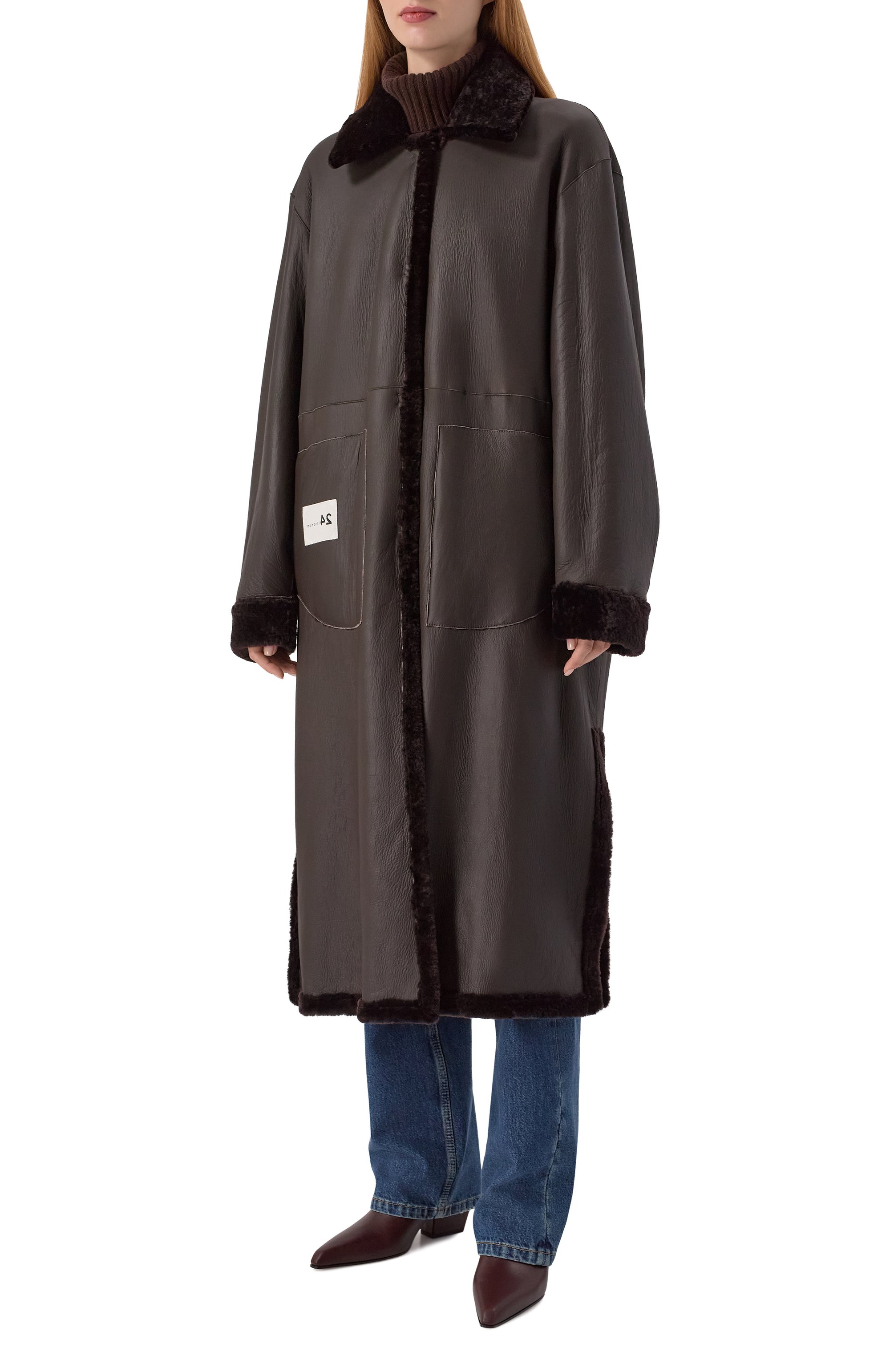 Двусторонняя дубленка из овчины MANZONI24, арт. 25M1115-S23N/48-50, фото 6