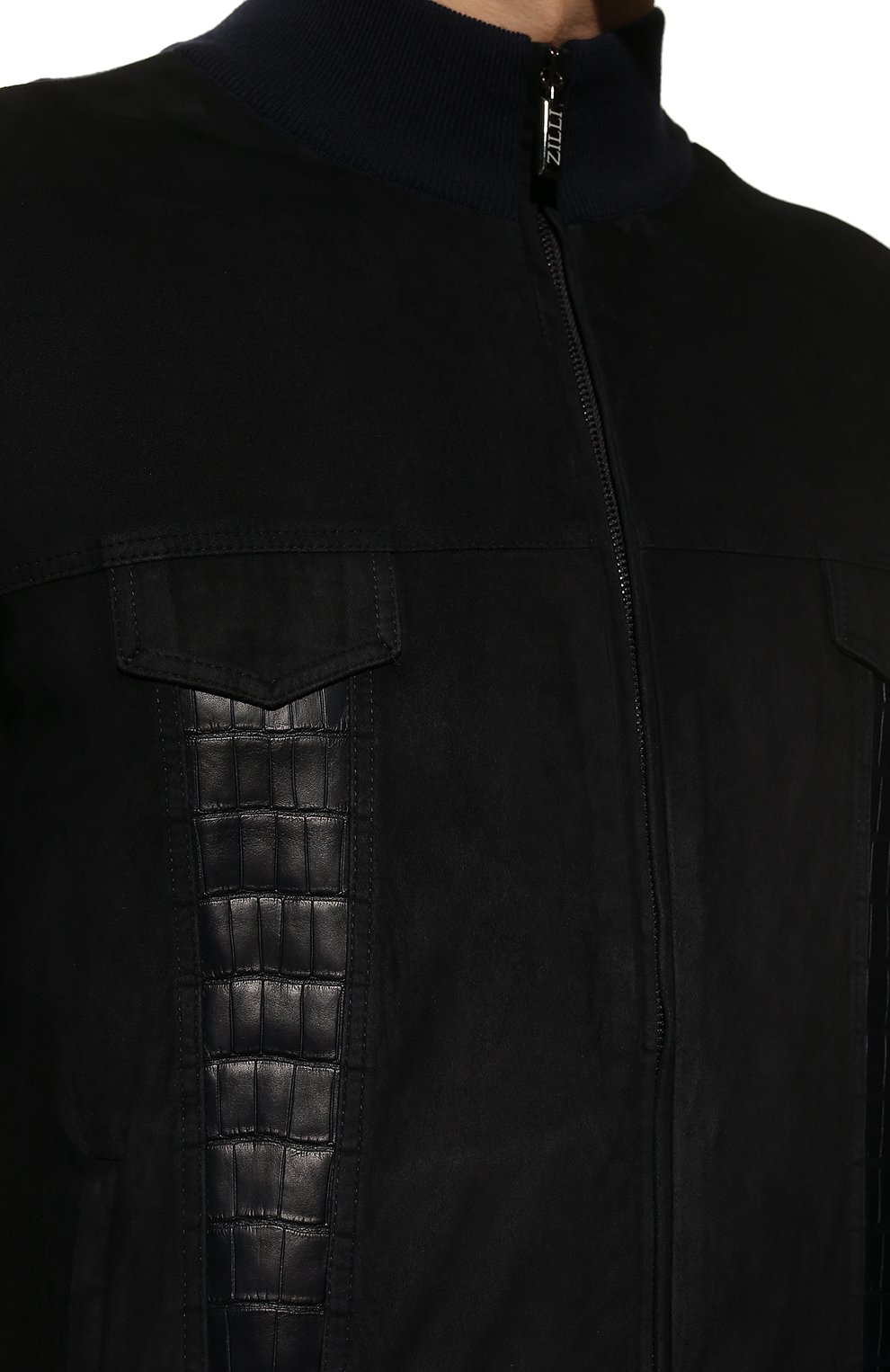 Шерстяной кардиган с отделкой из кожи аллигатора ZILLI темно-синего цвета по цене 657500 руб., арт. MBQ-BL195-EXCL1/ML01/AMIS, фото 5 Шерстяной кардиган с отделкой из кожи аллигатора ZILLI, арт. MBQ-BL195-EXCL1/ML01/AMIS, фото 5