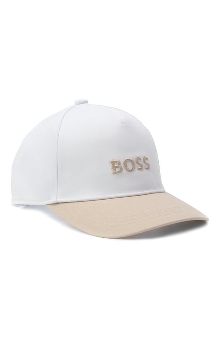 Детская бейсболка BOSS белого цвета, арт. J51691 | Фото 1 (Нос: Не проставлено; Материал сплава: Проставлено; Материал: Текстиль, Синтетический материал)