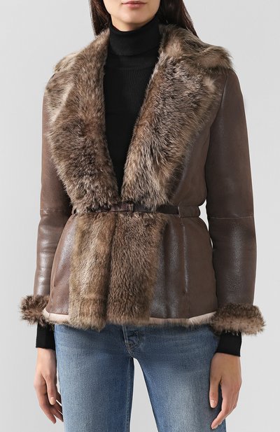 Укороченная дубленка из овчины с поясом GIORGIO ARMANI, арт. 1AG08P/1AP08, фото 3