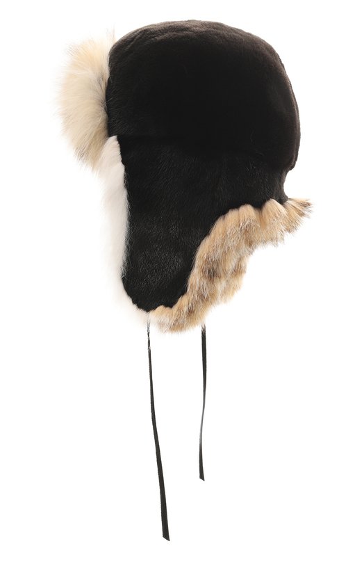 Меховая шапка-ушанка Селин из норки и рыси FurLand 0090932910092600000 Чёрный  0090932910092600000 Фото 2