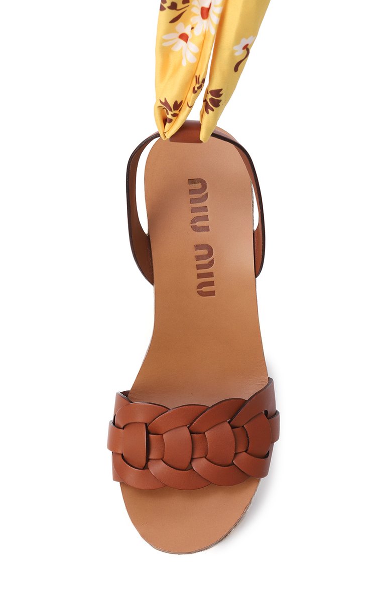 Кожаные босоножки MIU MIU, арт. 5XZ444-3L81-F00C1-125, фото 4