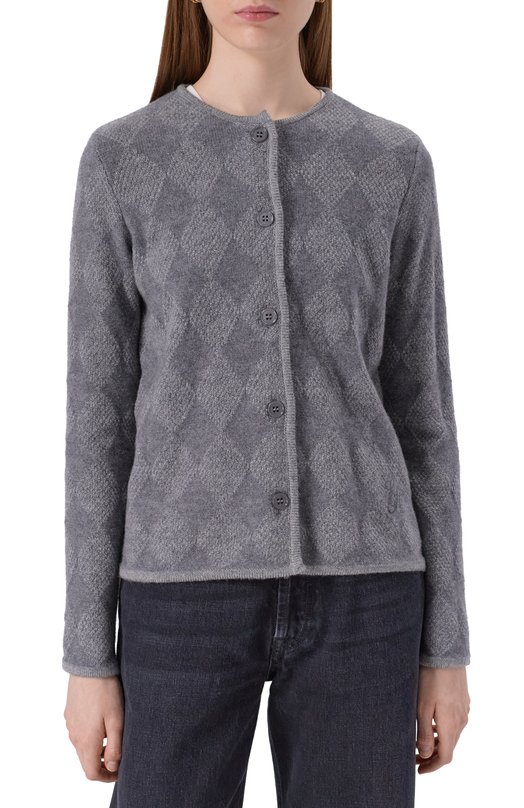 Кардиган из шерсти и кашемира Emporio Armani EW002176/AF18280/F8001 Серый  EW002176/AF18280/F8001 Фото 3
