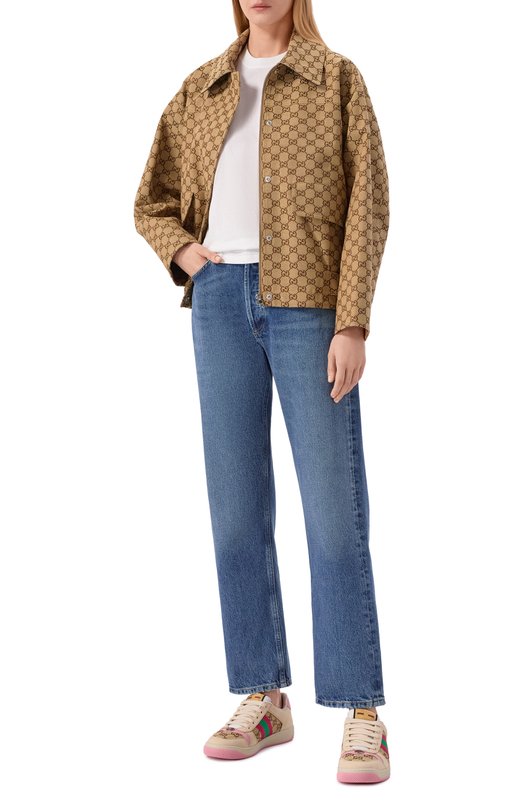 Комбинированные кеды Screener Gucci 677423/9SFR0 Бежевый  677423/9SFR0 Фото 3