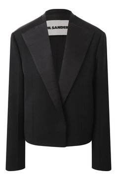 Женский шерстяной жакет JIL SANDER черного цвета, арт. J01BN0131-J40021 | Фото 1 (Материал внешний: Шерсть; Драгоценные камни: Проставлено; Материал сплава: Проставлено; Рукава: Длинные; Длина (для топов): Стандартные; Стили: Кэжуэл; Кросс-КТ: костюм; 1-2-бортные: Однобортные; Женское Кросс-КТ: Жакет-одежда)