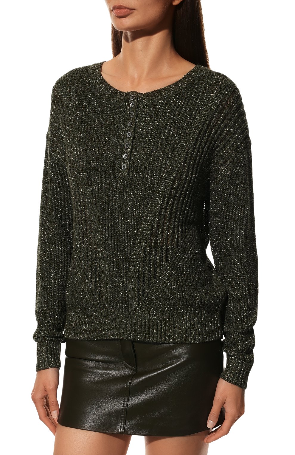 Свитер из вискозы PATRIZIA PEPE темно-зеленого цвета по цене 21190 руб., арт. 8K0074_K041, фото 3 Свитер из вискозы PATRIZIA PEPE, арт. 8K0074_K041, фото 3