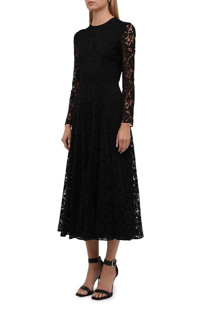 Платье из вискозы и хлопка VALENTINO черного цвета по цене 472500 руб., арт. WB3VAWM21EC, фото 3 Платье из вискозы и хлопка VALENTINO, арт. WB3VAWM21EC, фото 3