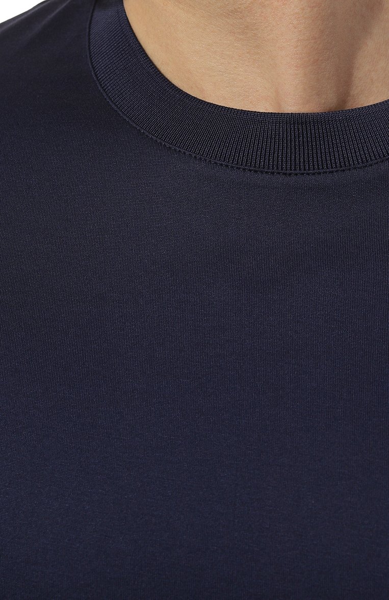 Мужская хлопковая футболка PAL ZILERI синего цвета, арт. X3MJG200/LJ730 | Фото 5 (Принт: Без принта; Рукава: Короткие; Длина (для топов): Стандартные; Материал сплава: Проставлено; Материал внешний: Хлопок; Драгоценные камни: Проставлено; Стили: Кэжуэл)