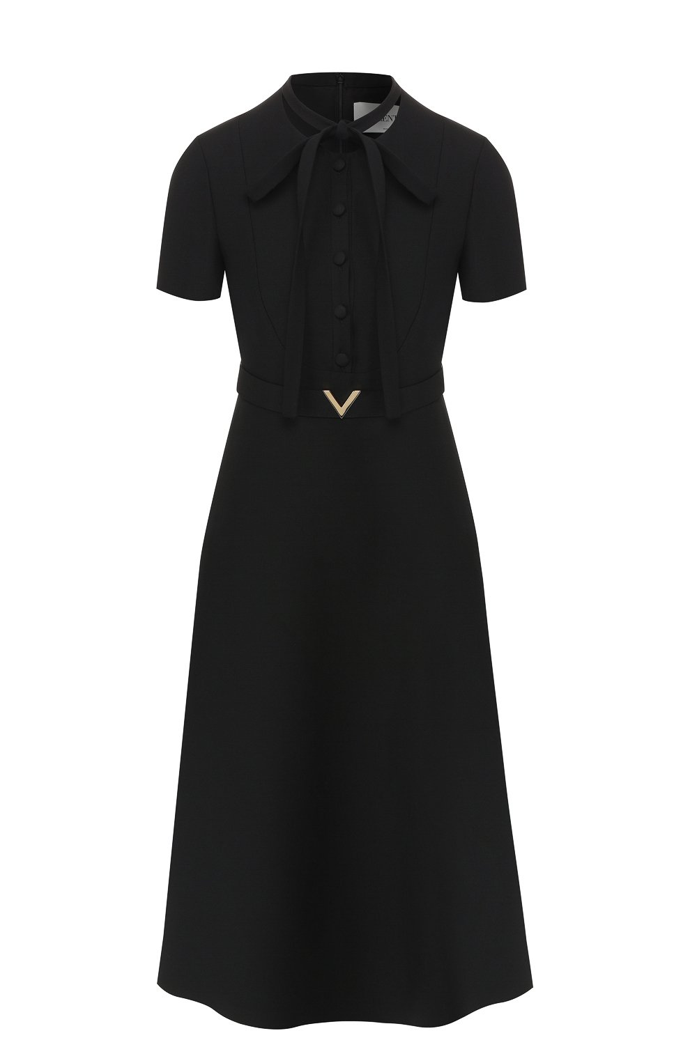 Платье из смеси шерсти и шелка VALENTINO черного цвета по цене 299500 руб., арт. RB3VAKY61CF, фото 1 Платье из смеси шерсти и шелка VALENTINO, арт. RB3VAKY61CF, фото 1
