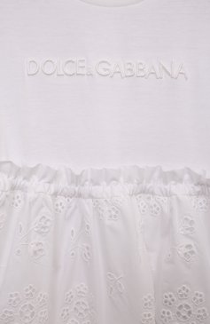 Женский комплект из платья и шорт DOLCE & GABBANA белого цвета, арт. L2JD9D/G7NXV/18/24M | Фото 6 (Нос: Не проставлено; Материал внешний: Хлопок; Материал сплава: Проставлено; Ростовка одежда: 18 мес | 86 см)