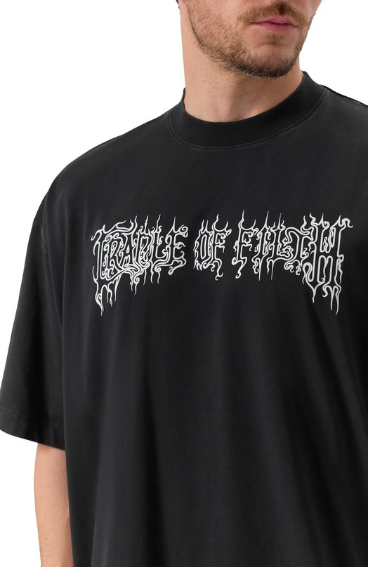 Хлопковая футболка VETEMENTS UCF76TR100B/1000 LIGHT JERSEY Чёрный  UCF76TR100B/1000 LIGHT JERSEY Фото 5