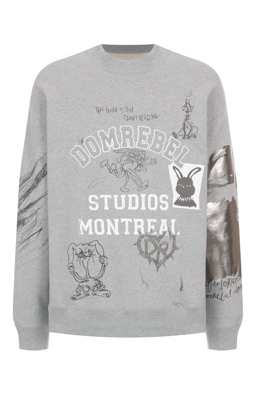 Хлопковый свитшот DOMREBEL M C0LLEGE SWEATSHIRT Серый M C0LLEGE SWEATSHIRT