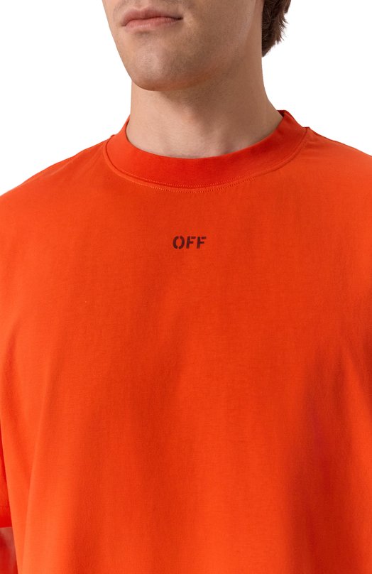 Хлопковая футболка Off-White 0MAA120S25JER00F Оранжевый  0MAA120S25JER00F Фото 5