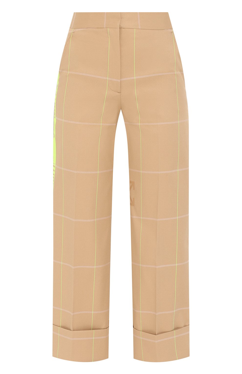 Брюки с отворотами OFF-WHITE бежевого цвета по цене 44550 руб., арт. 0WCA083R19C910579900, фото 1 Брюки с отворотами OFF-WHITE, арт. 0WCA083R19C910579900, фото 1
