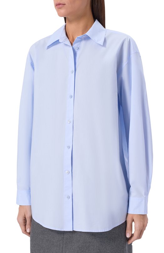 Хлопковая рубашка TOTEME 252-WRT0480-FB0415 Голубой  252-WRT0480-FB0415 Фото 3