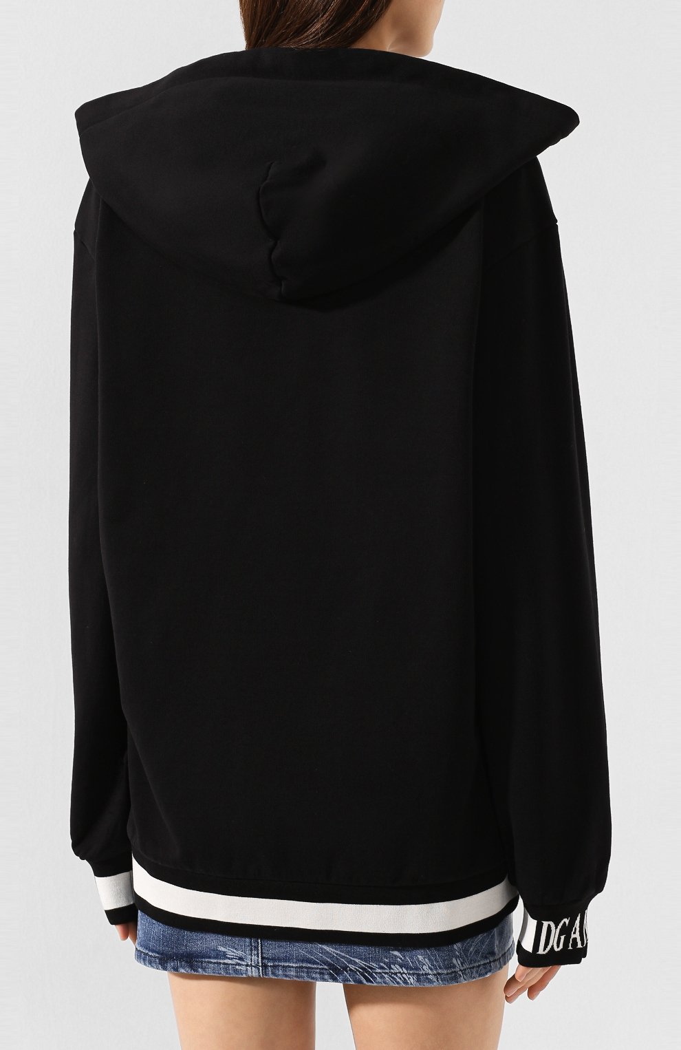 Хлопковое худи DOLCE & GABBANA черного цвета по цене 72500 руб., арт. F9F07Z/G7TAS, фото 4 Хлопковое худи DOLCE & GABBANA, арт. F9F07Z/G7TAS, фото 4