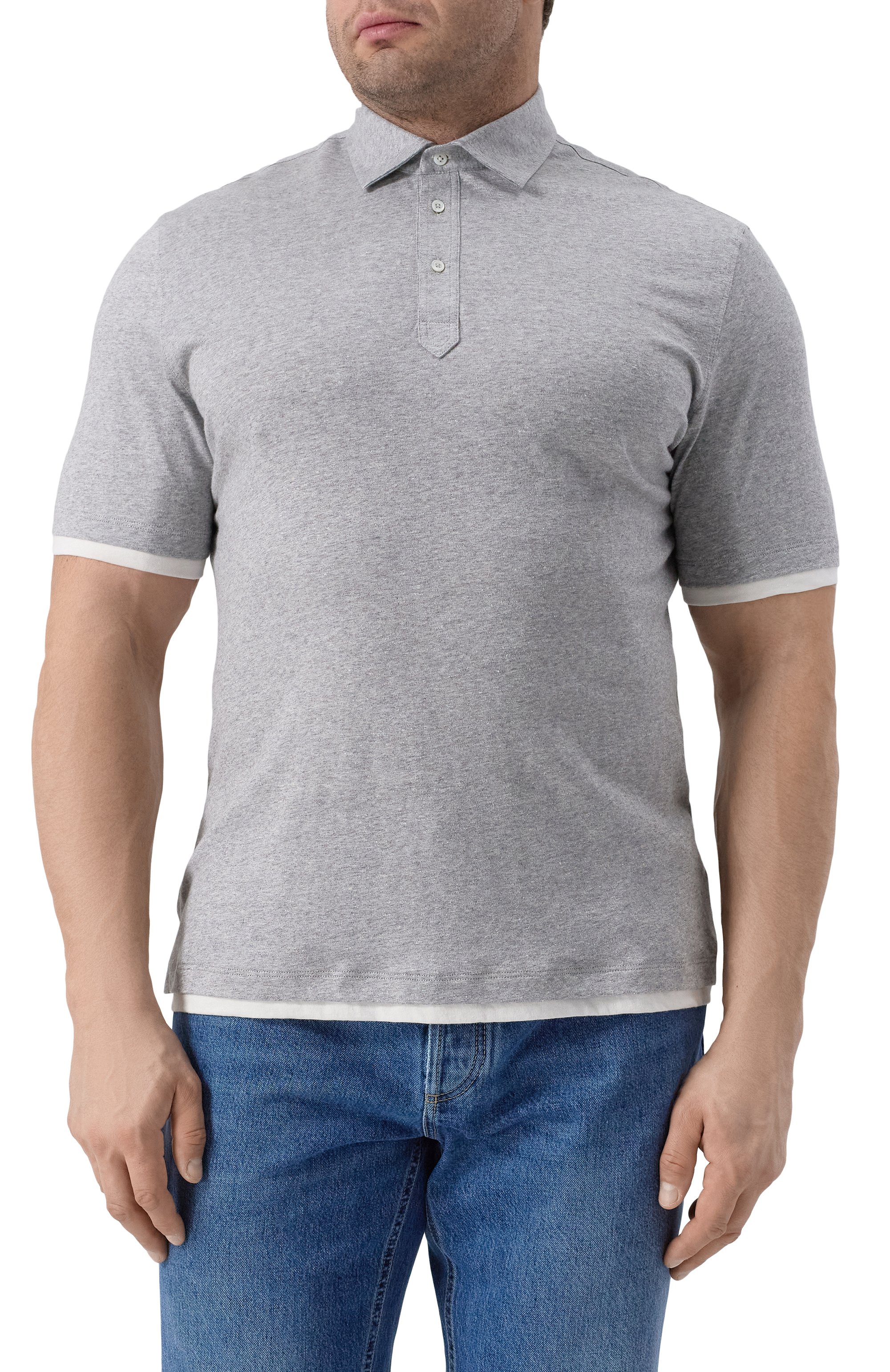 Поло изо льна и хлопка BRUNELLO CUCINELLI, арт. MW8353966, фото 3