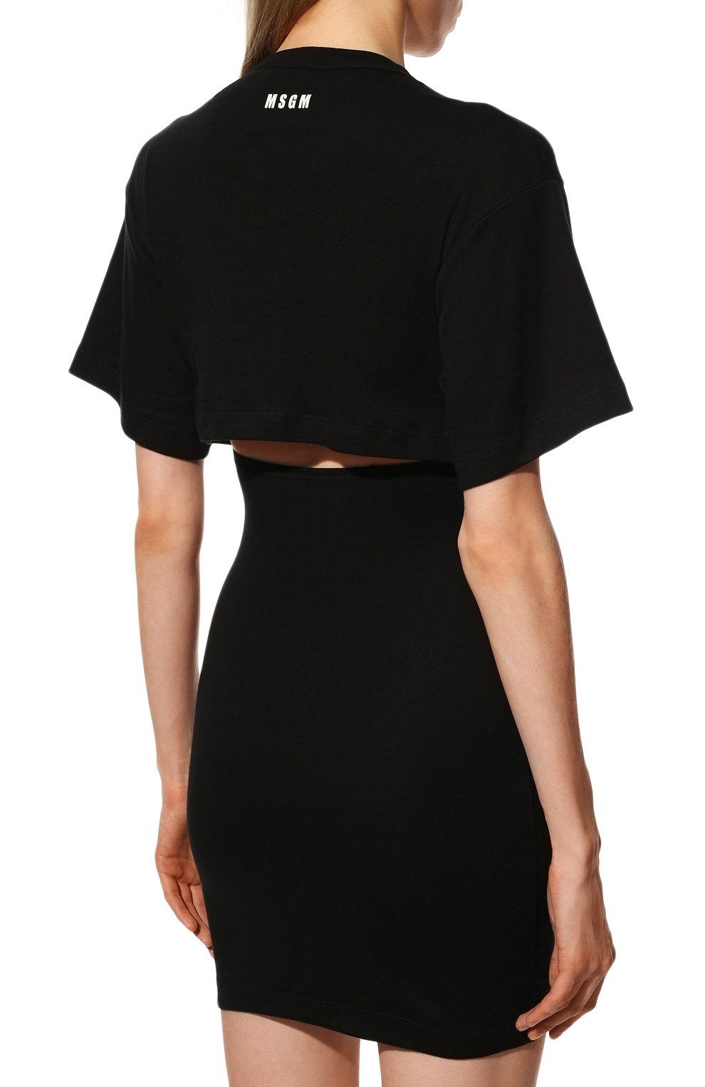 Хлопковое платье MSGM черного цвета по цене 28200 руб., арт. 3341MDA61X 227624, фото 4 Хлопковое платье MSGM, арт. 3341MDA61X 227624, фото 4