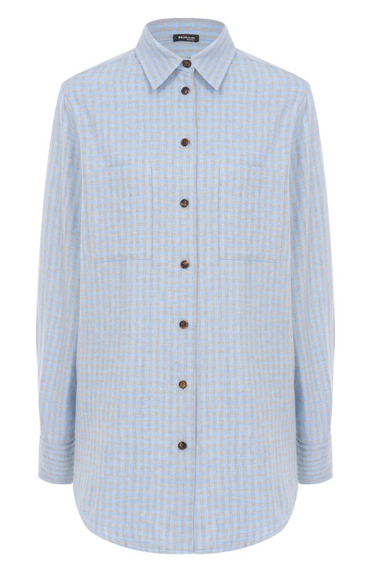 Рубашка из хлопка и кашемира Kiton D52445H0947013 Голубой D52445H0947013