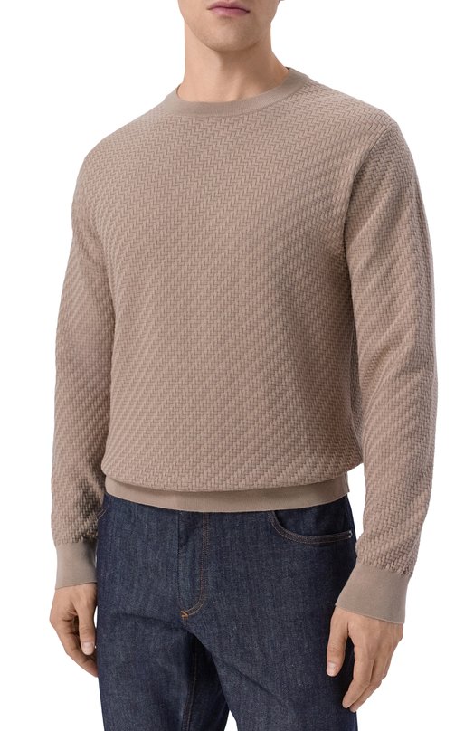 Джемпер из хлопка и шелка Brioni UMQ90L/PAK22 Бежевый  UMQ90L/PAK22 Фото 3