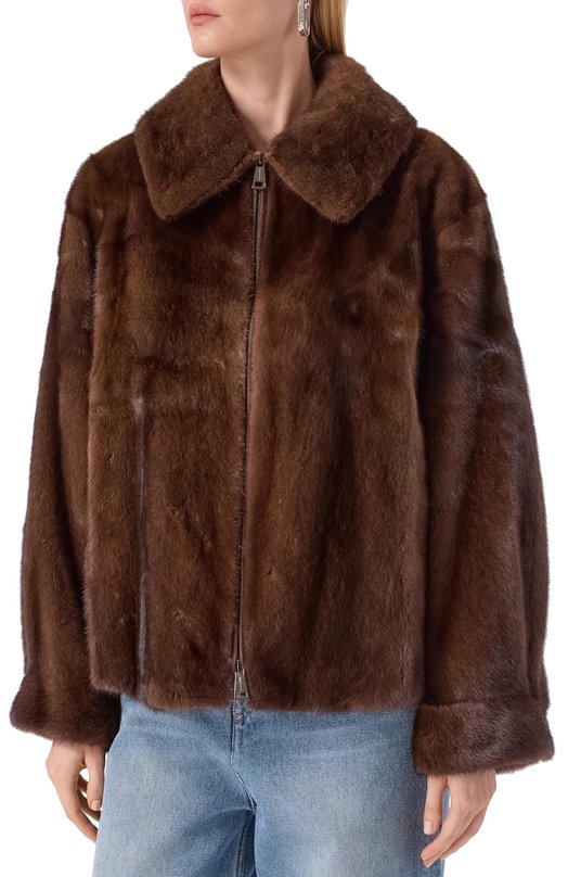 Шуба из норки manzoni24 25M1595-VF/48 Коричневый  25M1595-VF/48 Фото 3