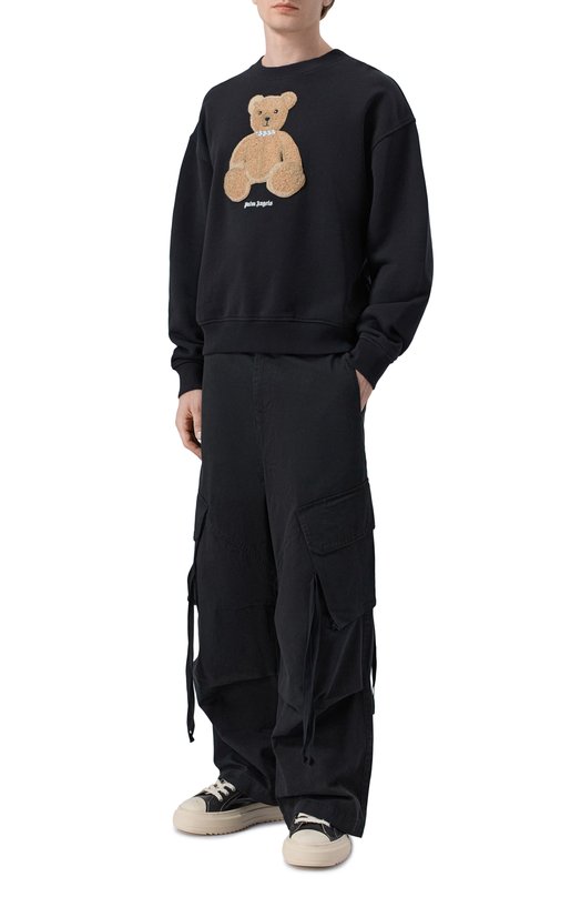 Хлопковый свитшот Palm Angels PMBA08HS26FLE009 Чёрный  PMBA08HS26FLE009 Фото 2