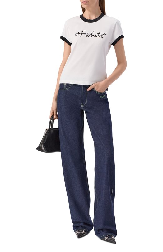 Хлопковая футболка Off-White 0WAA112S26JER001 Чёрно-белый  0WAA112S26JER001 Фото 2