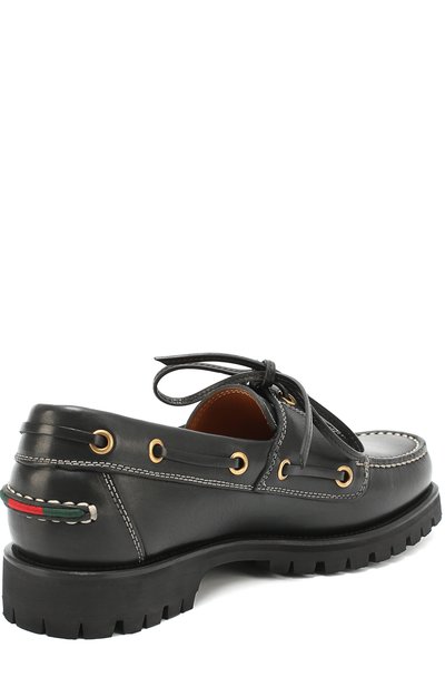 Кожаные топсайдеры на рифленой подошве GUCCI, арт. 450714/DTN20, фото 4