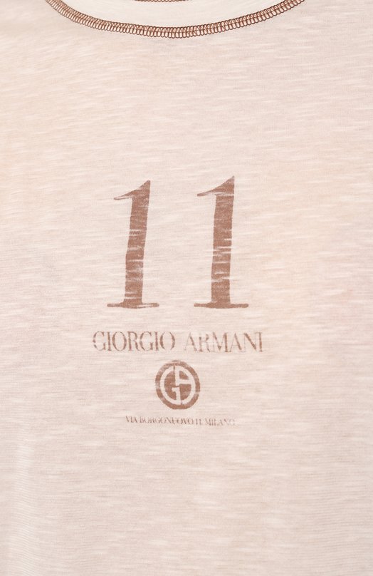 Хлопковая футболка Giorgio Armani 6RAM82/AJCIZ Кремовый  6RAM82/AJCIZ Фото 5