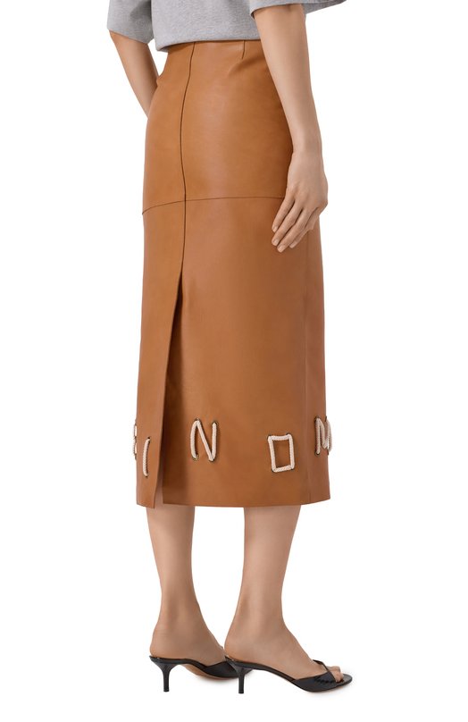 Кожаная юбка Moschino A3701/0472 Коричневый  A3701/0472 Фото 4