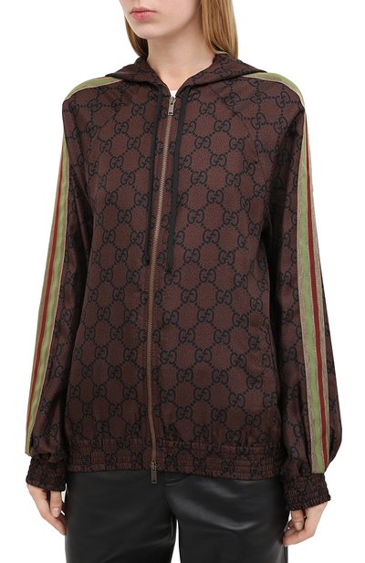 Шелковый бомбер GUCCI коричневого цвета по цене 216000 руб., арт. 631880/XJCL5, фото 3 Шелковый бомбер GUCCI, арт. 631880/XJCL5, фото 3