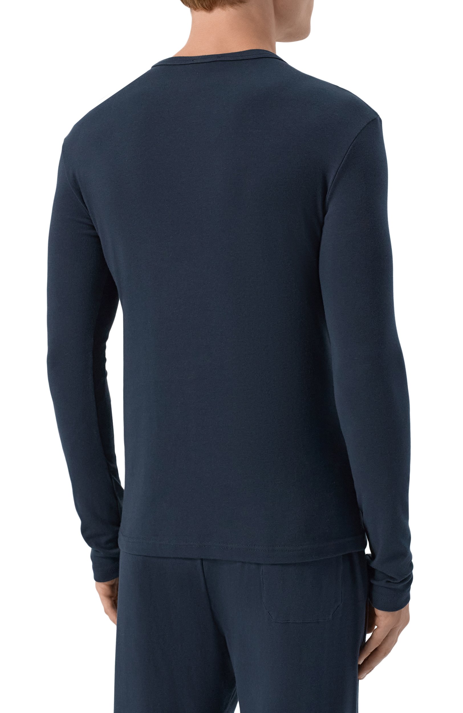 Хлопковый лонгслив KITON темно-синего цвета по цене 48950 руб., арт. UNWM012K0263L, фото 4 Хлопковый лонгслив KITON, арт. UNWM012K0263L, фото 4