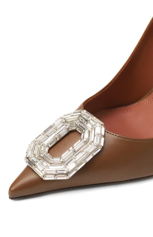 Кожаные туфли Camelia 105 Amina Muaddi CAMELIA PUMP 105/PEARLY NAPPA Коричневый  CAMELIA PUMP 105/PEARLY NAPPA Фото 7